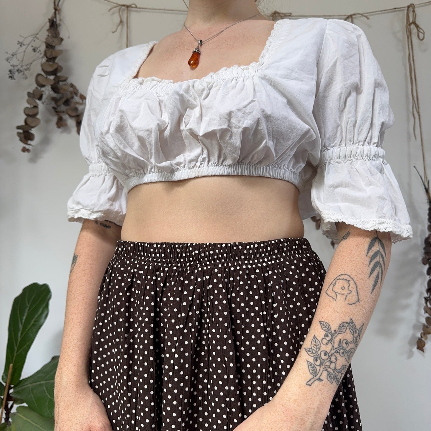 White dirndl blouse - size L/XL