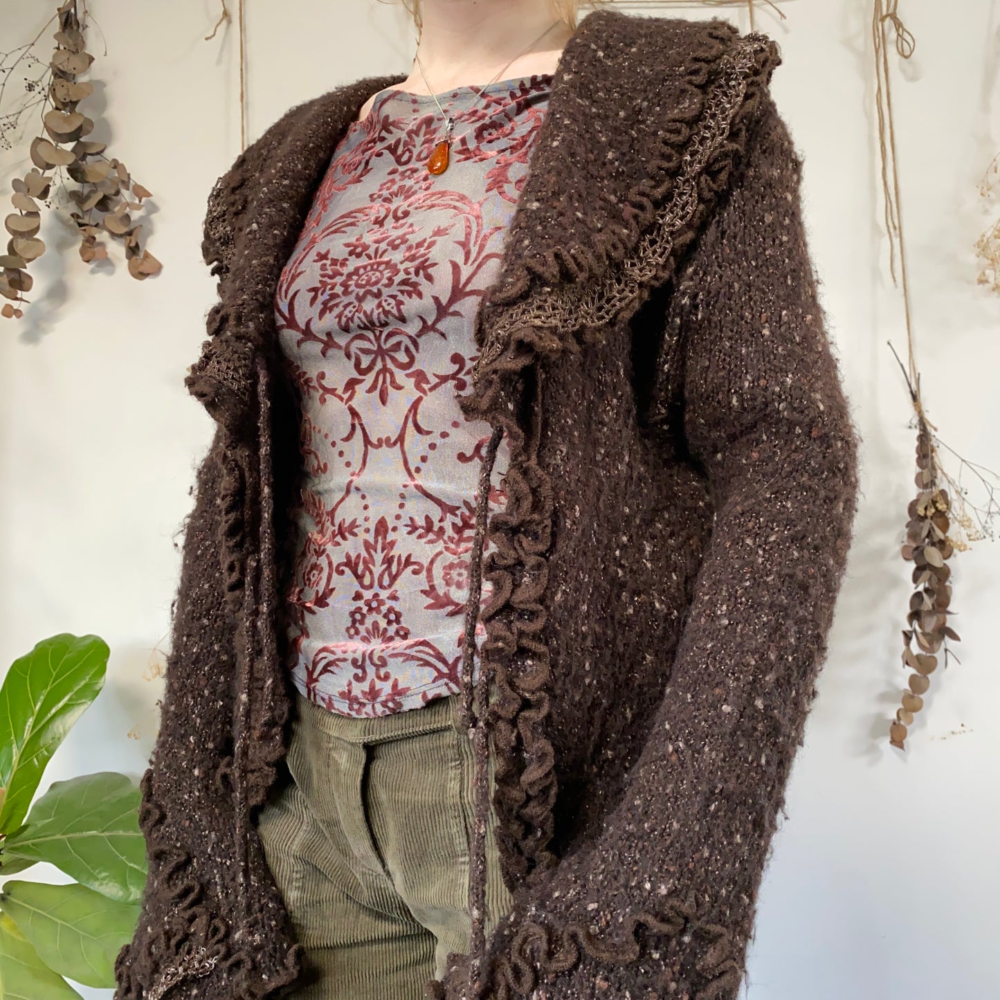 Brown knit cardigan - size M/L