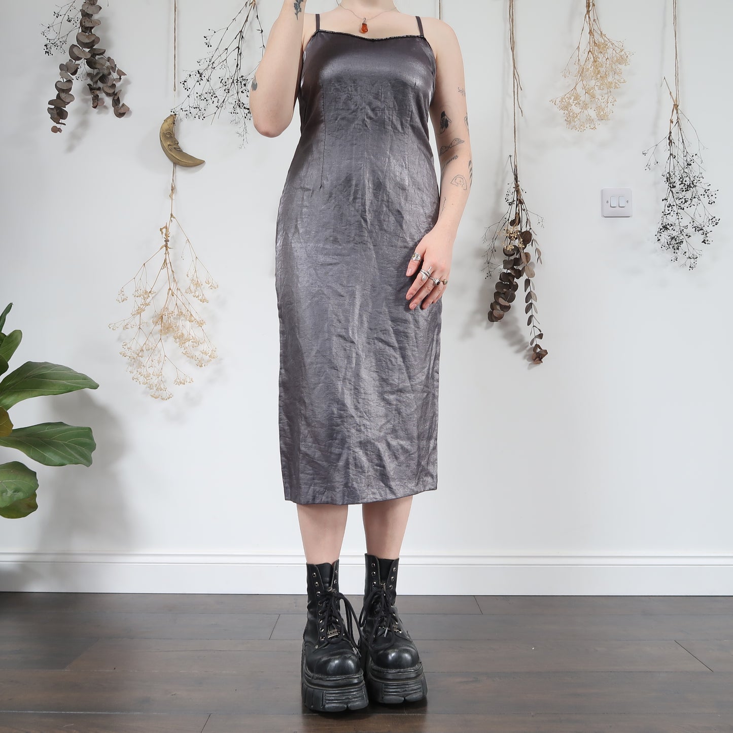 Metallic midi dress - size S