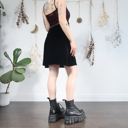 Black velvet midi skirt - size XS