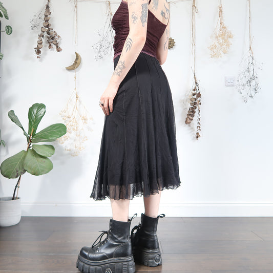 Black mesh midi skirt - size M