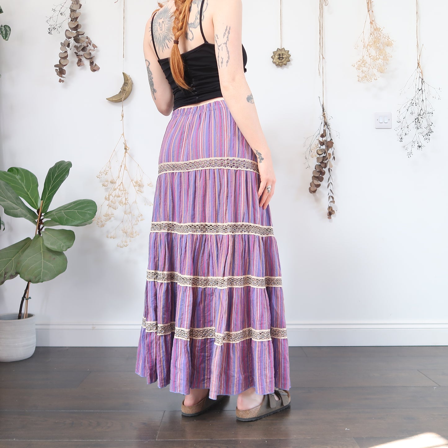 Purple striped skirt - size M/L