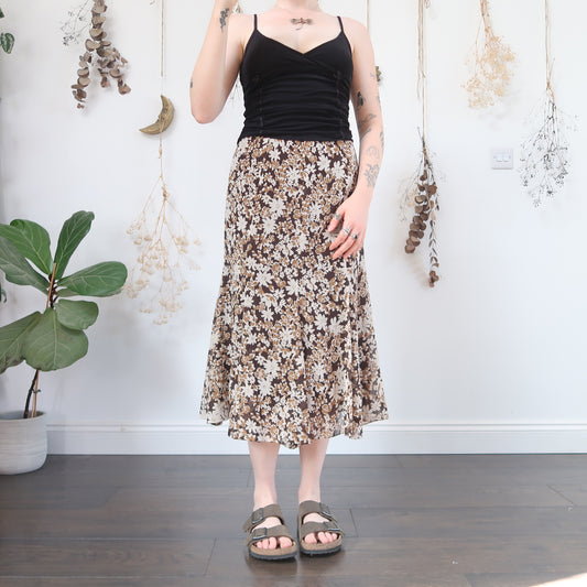 Brown floral skirt - size S