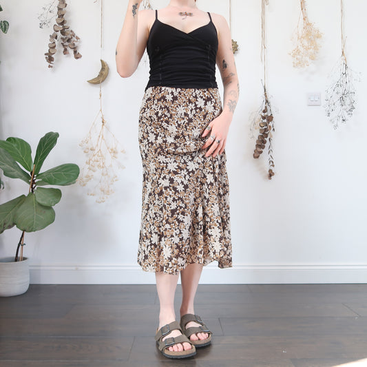 Brown floral skirt - size S