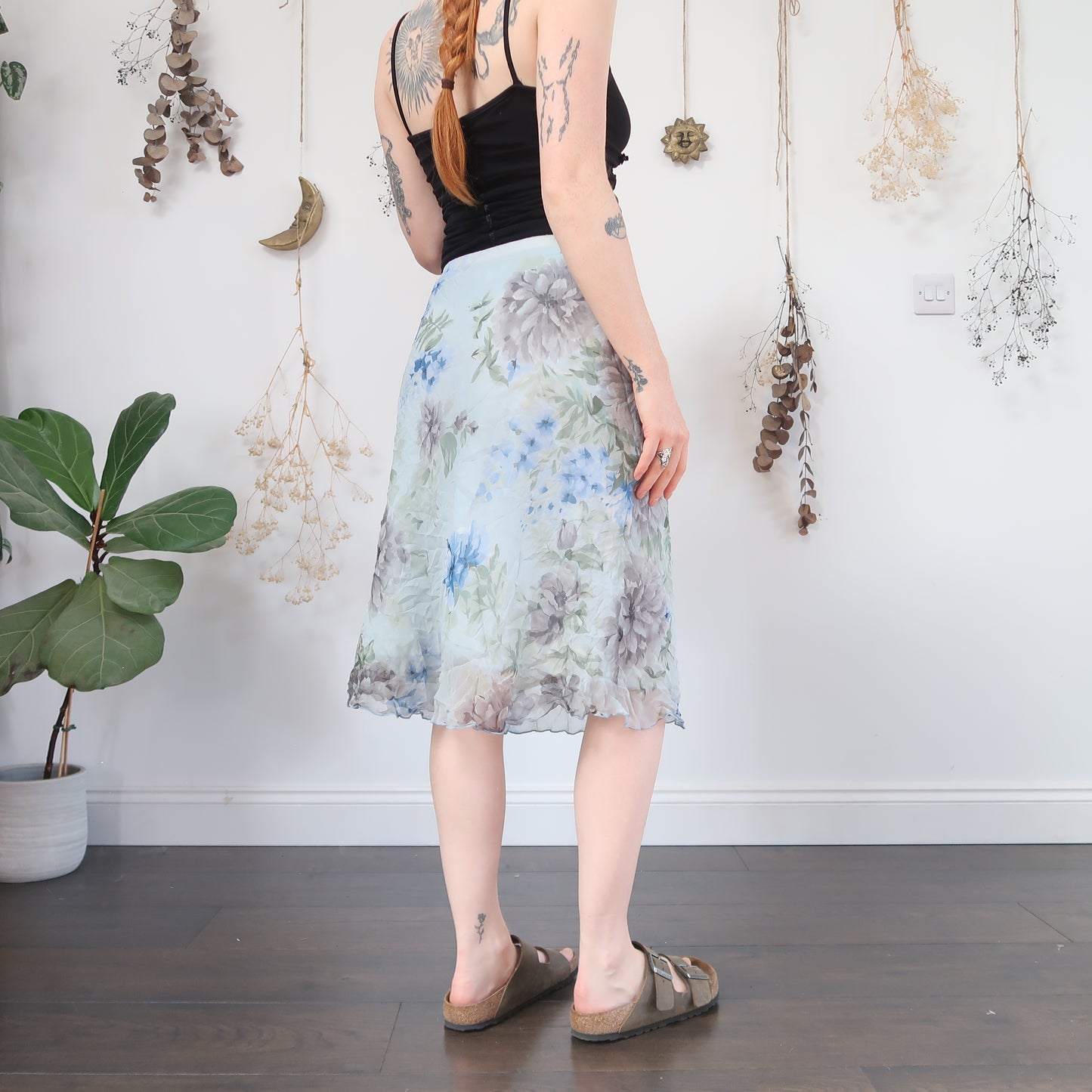 Blue floral skirt - size S