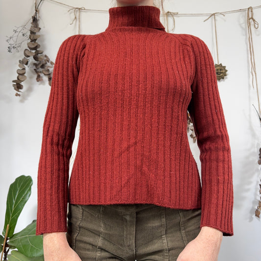 Brick red knit jumper - size S