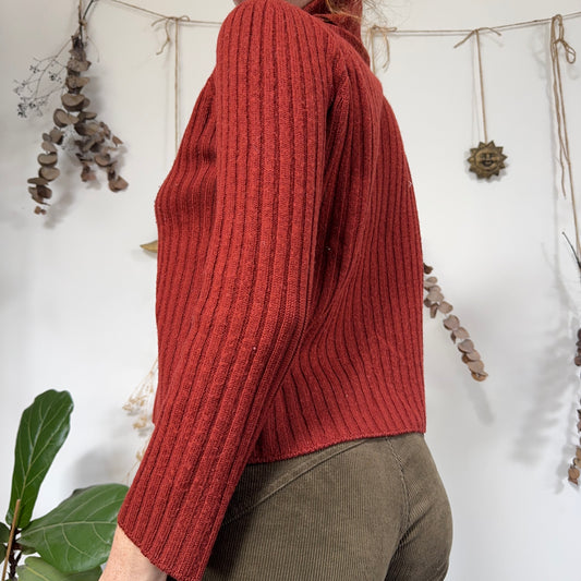 Brick red knit jumper - size S
