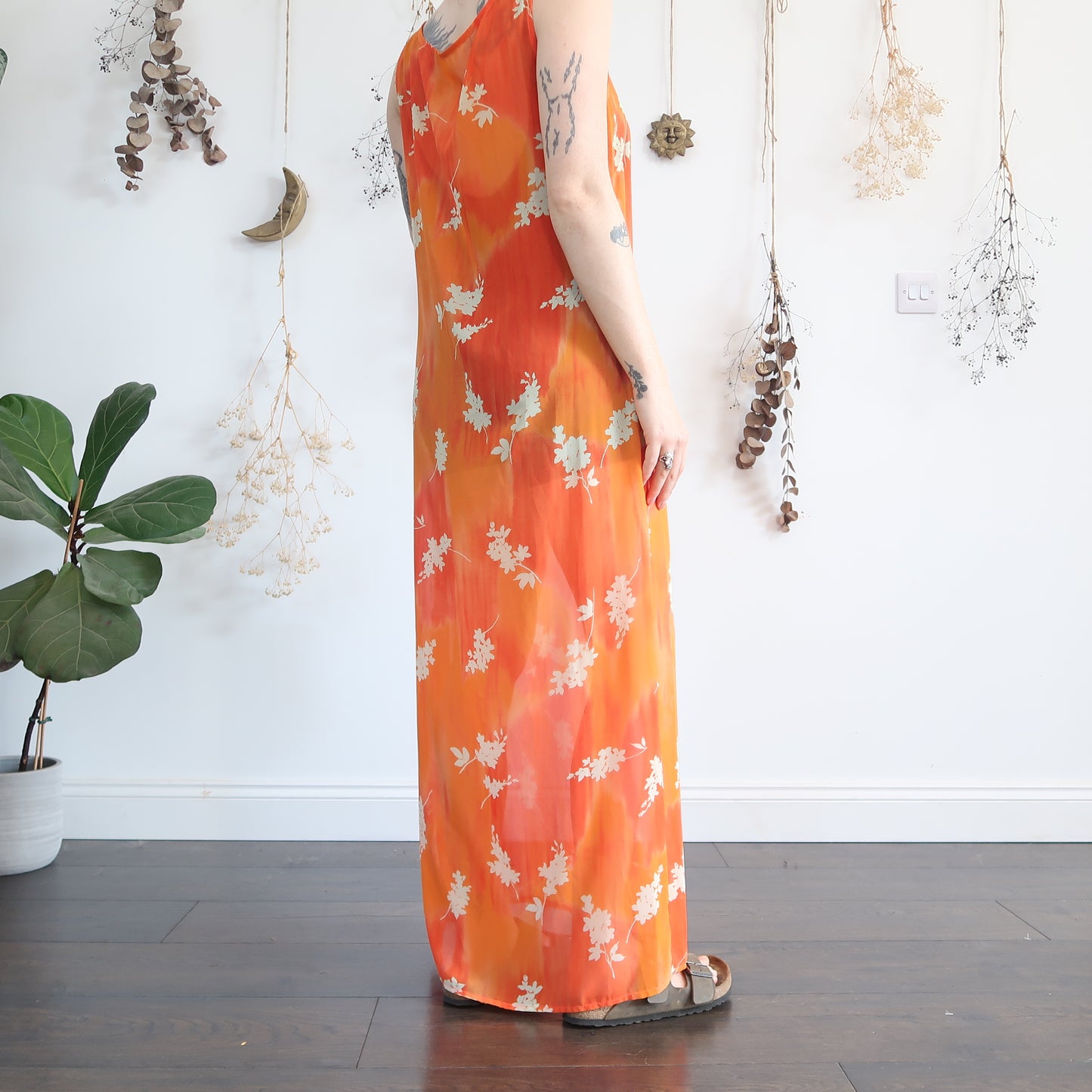 Orange sheer dress - size M/L