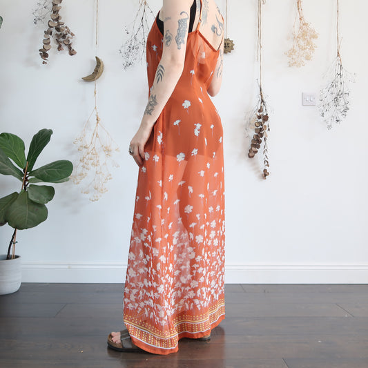 Sheer orange dress - size M