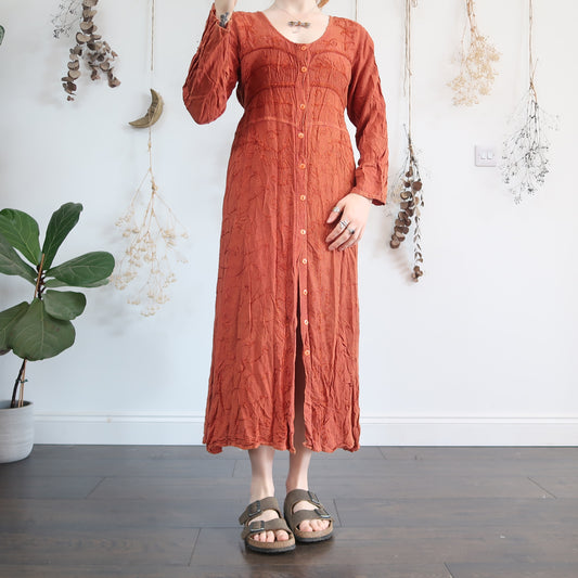 Orange embroidered dress - size M/L