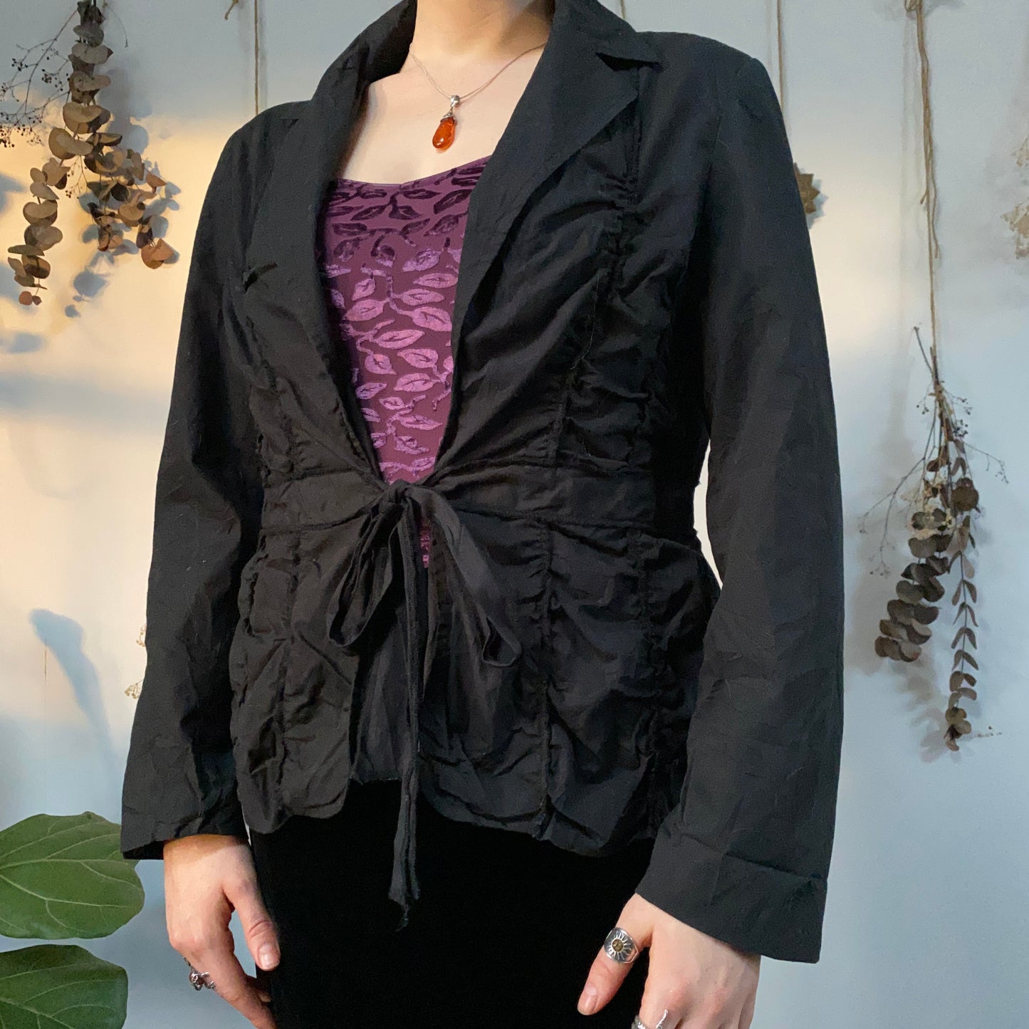 Black tie up jacket - size M/L