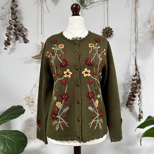 Olive knit cardigan - size M/L