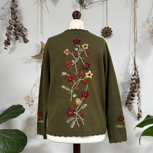 Olive knit cardigan - size M/L