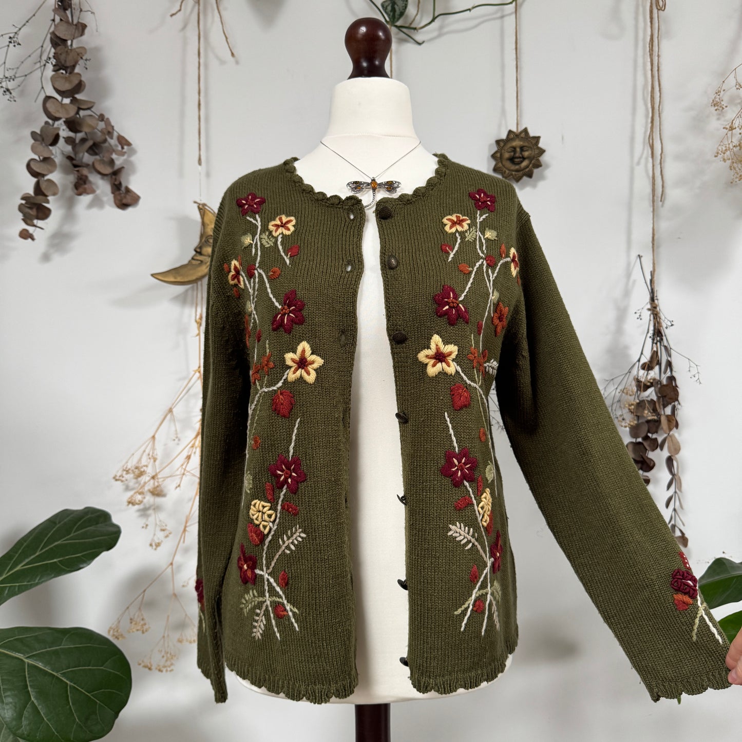 Olive knit cardigan - size M/L