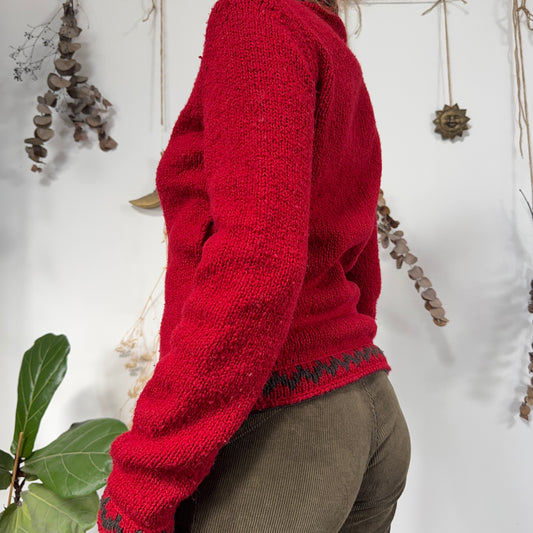 Red knit jumper - size S/M