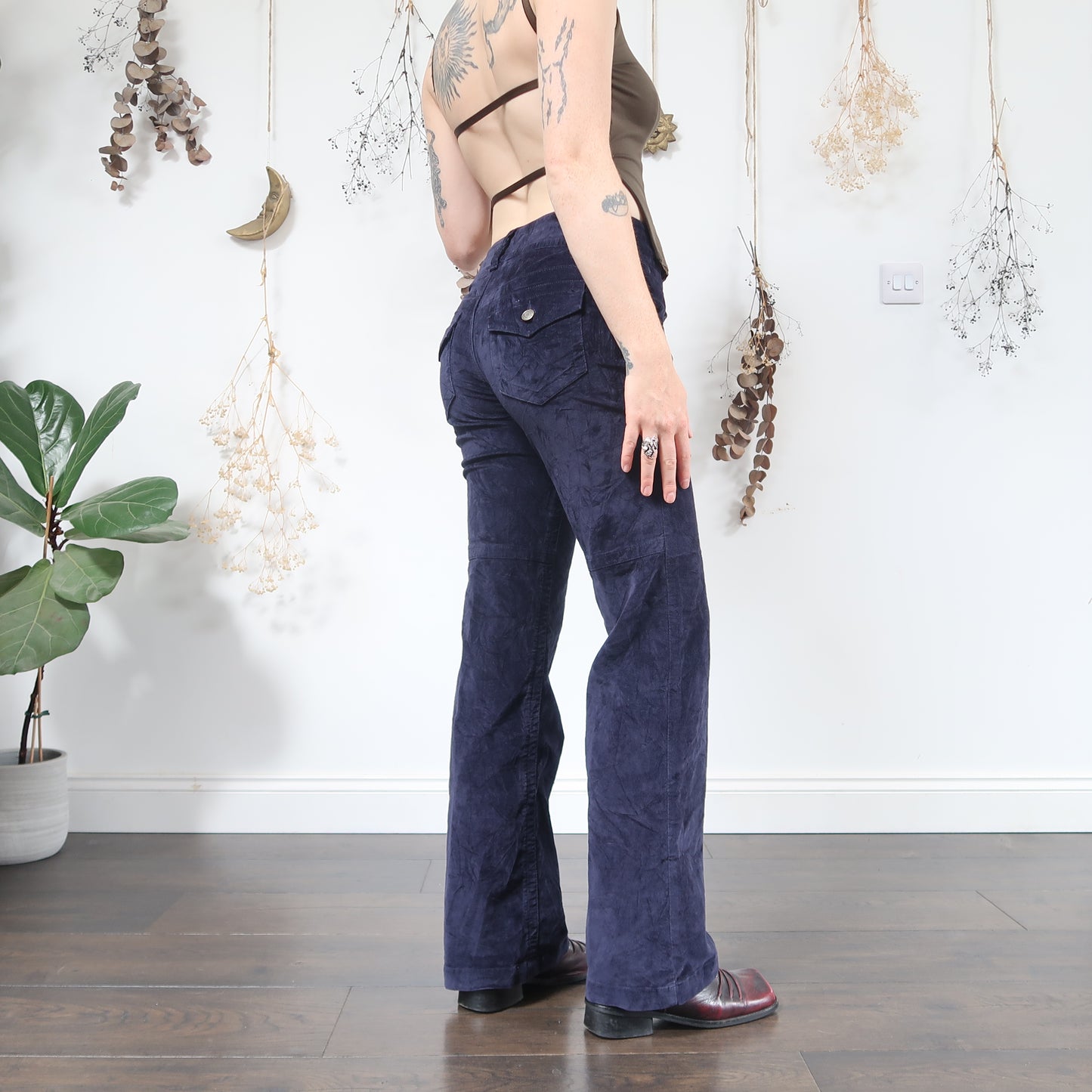 Blue velvet trousers - size M