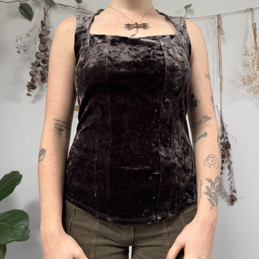 Brown velvet top - size S