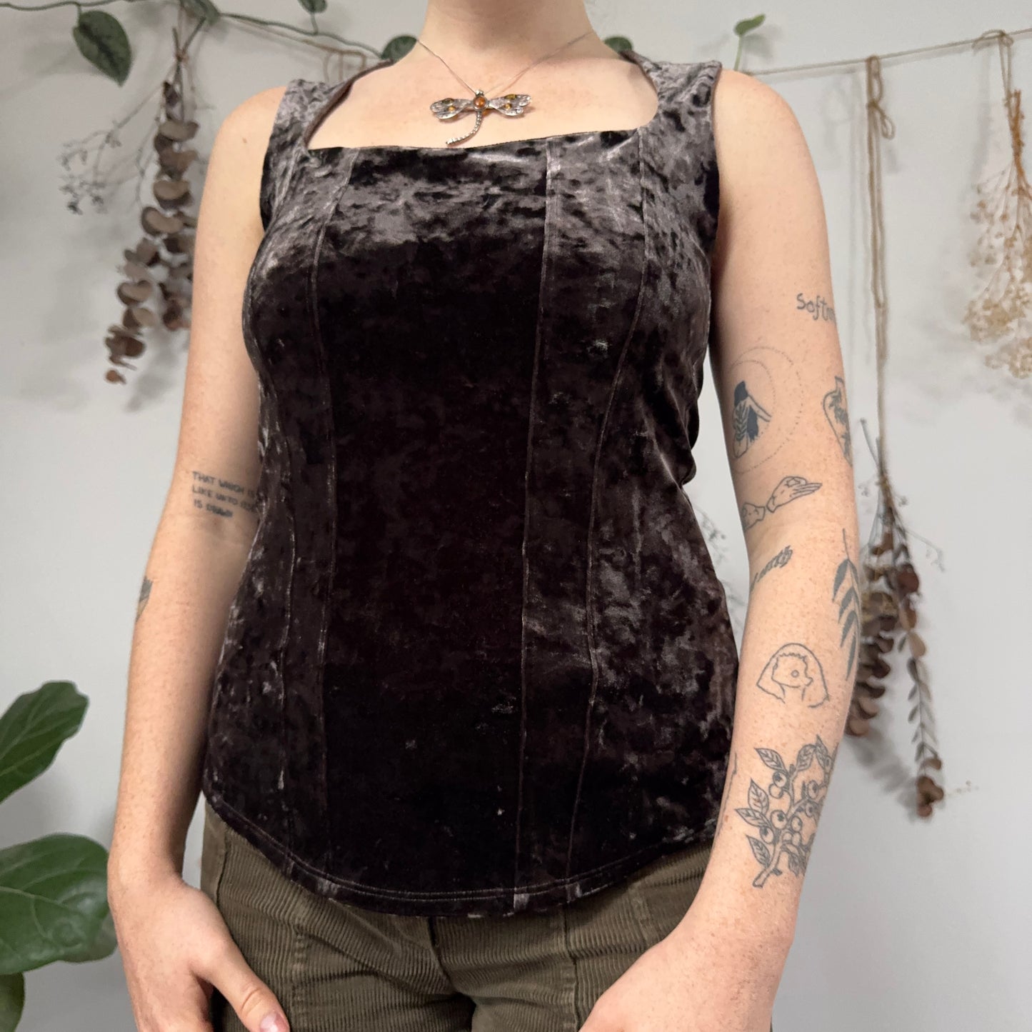 Brown velvet top - size S