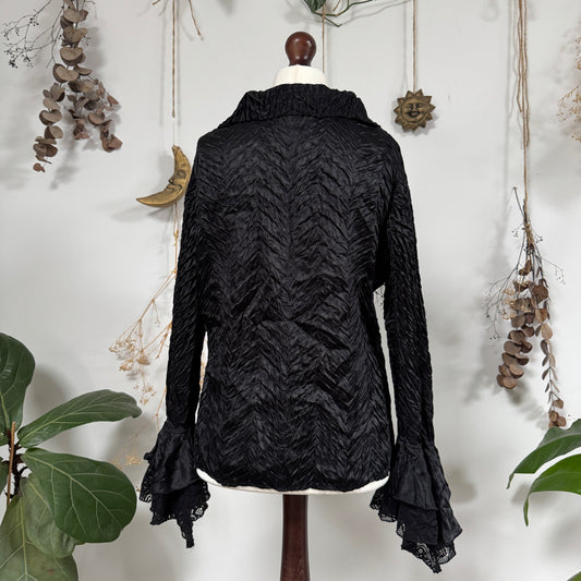 Black ruffle blouse - size L
