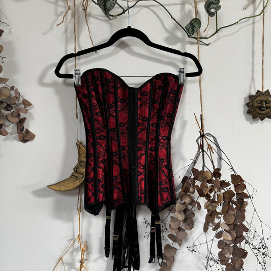 Black red lace corset - size XS/S