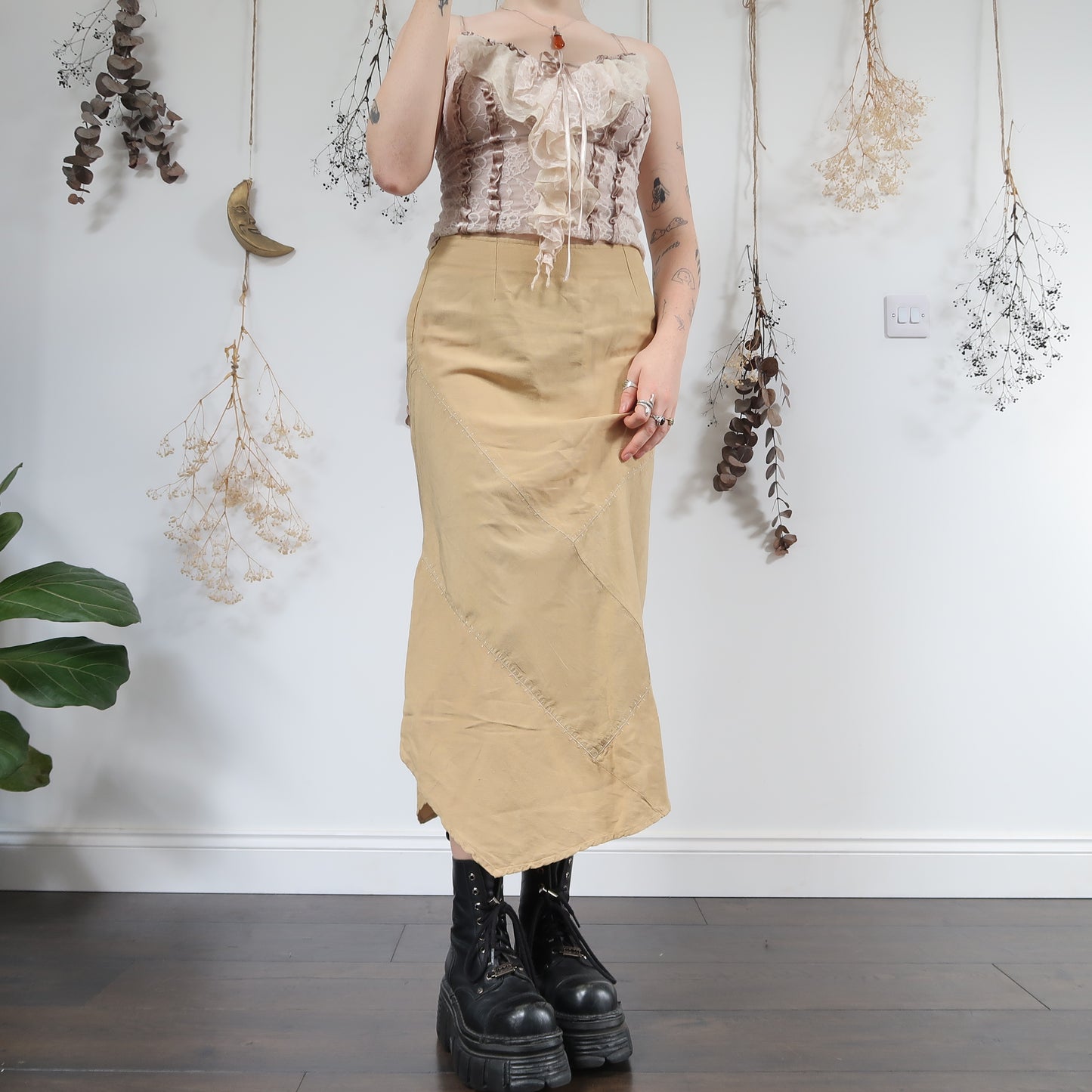 Cream asymmetric skirt - size 10