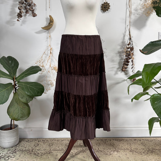 Brown tiered skirt - size L