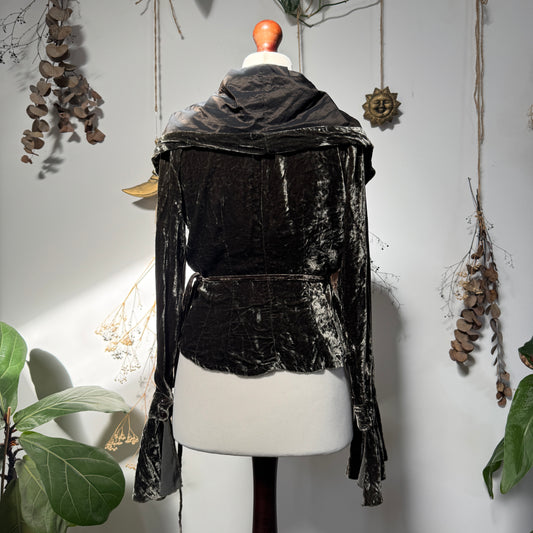 Green velvet wrap top - size M