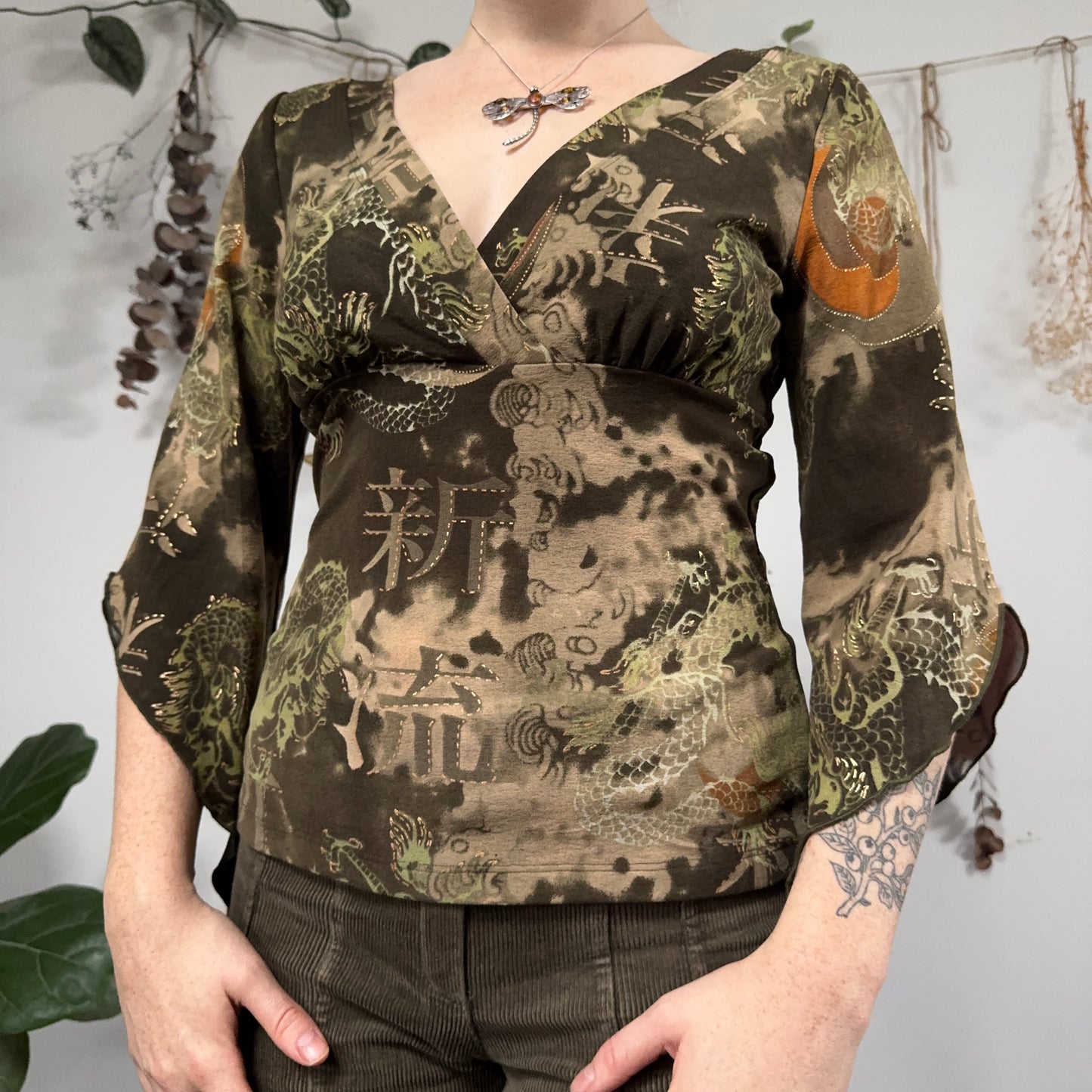 Khaki mesh top - size S/M