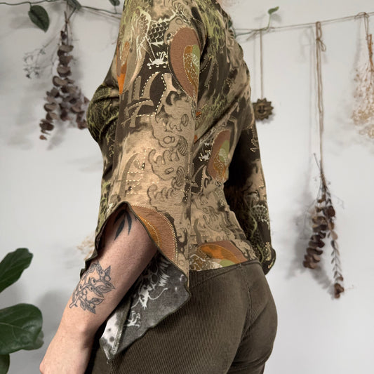 Khaki mesh top - size S/M