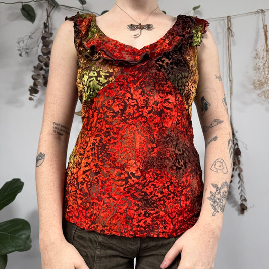 Velvet ruffle top - size L