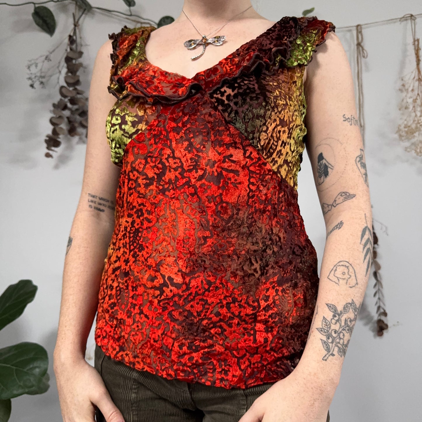 Velvet ruffle top - size L