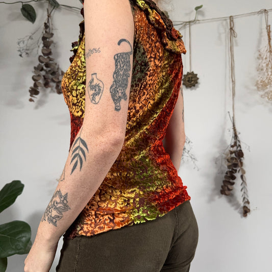 Velvet ruffle top - size L