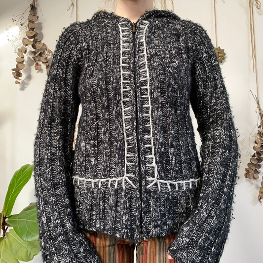 Grey knit zip jumper - size M