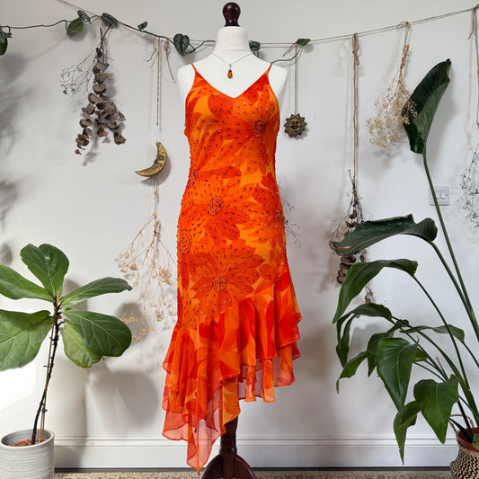 Orange floral dress - size M/L