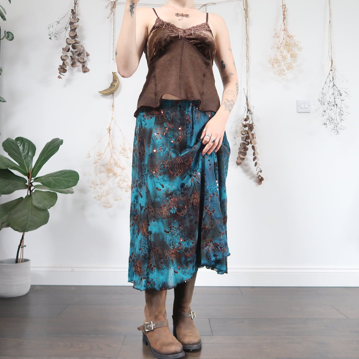 Brown blue skirt - size L