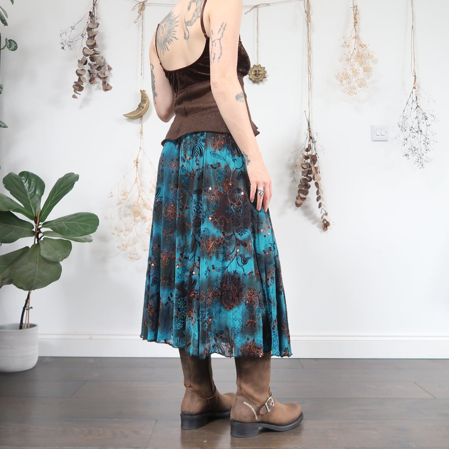 Brown blue skirt - size L