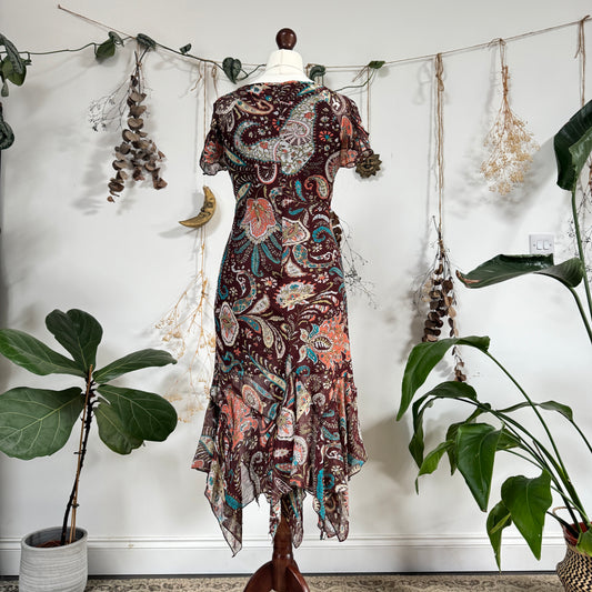Brown paisley dress - size M