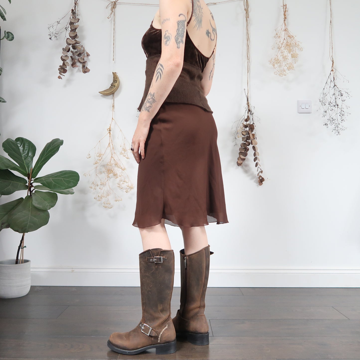 Brown midi skirt - size S