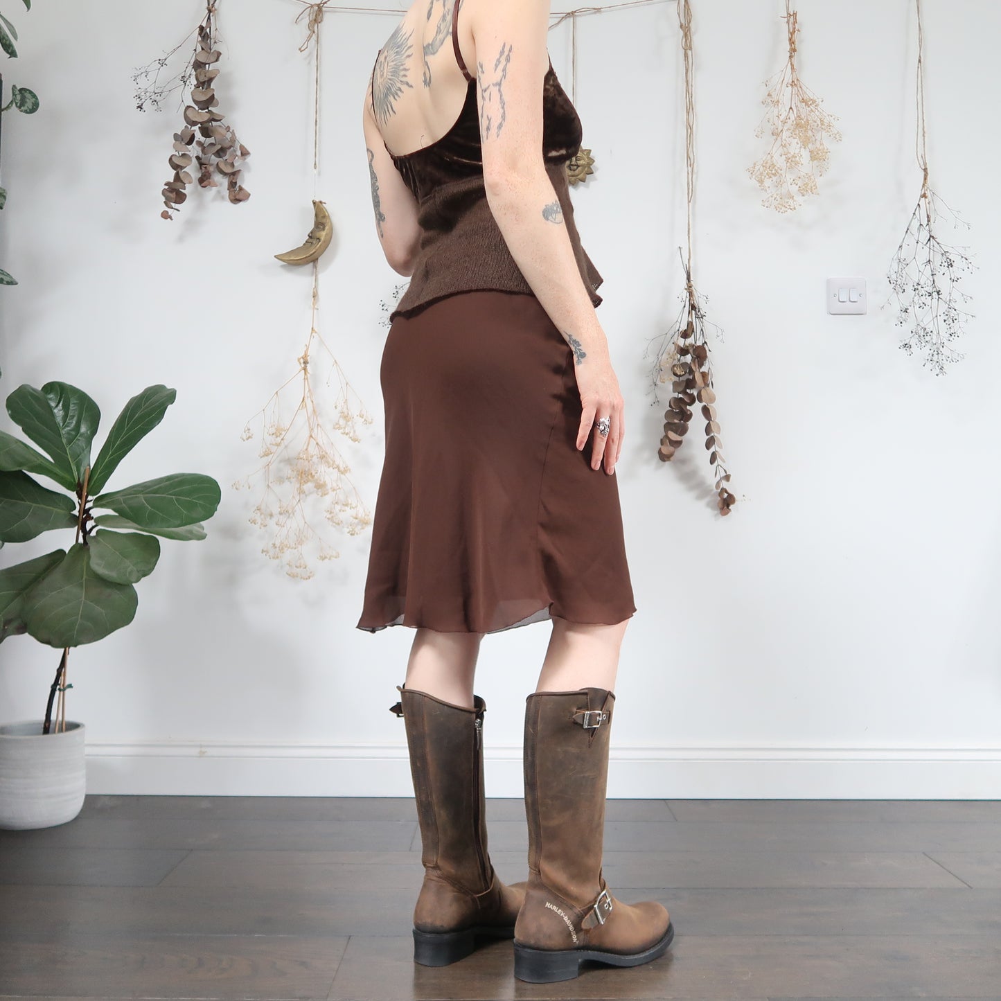Brown midi skirt - size S