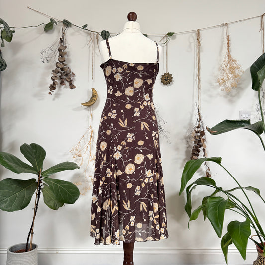 Brown floral mesh dress - size L
