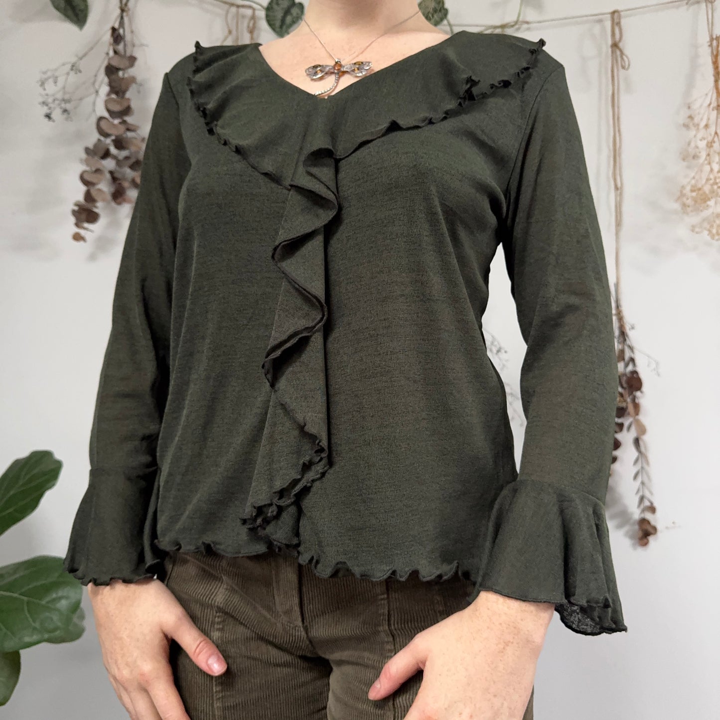 Forest green top - size L