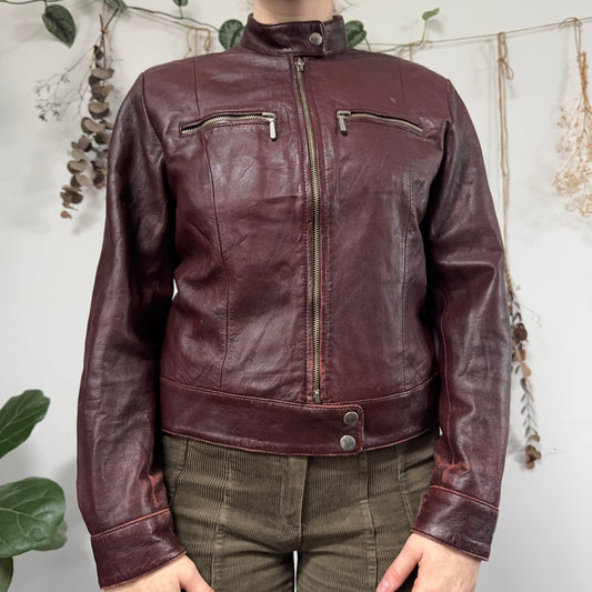 Burgundy leather jacket - size M