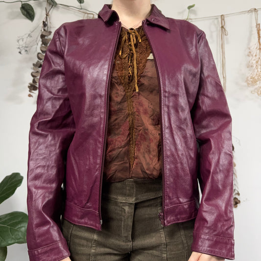 Purple leather jacket - size XS/S