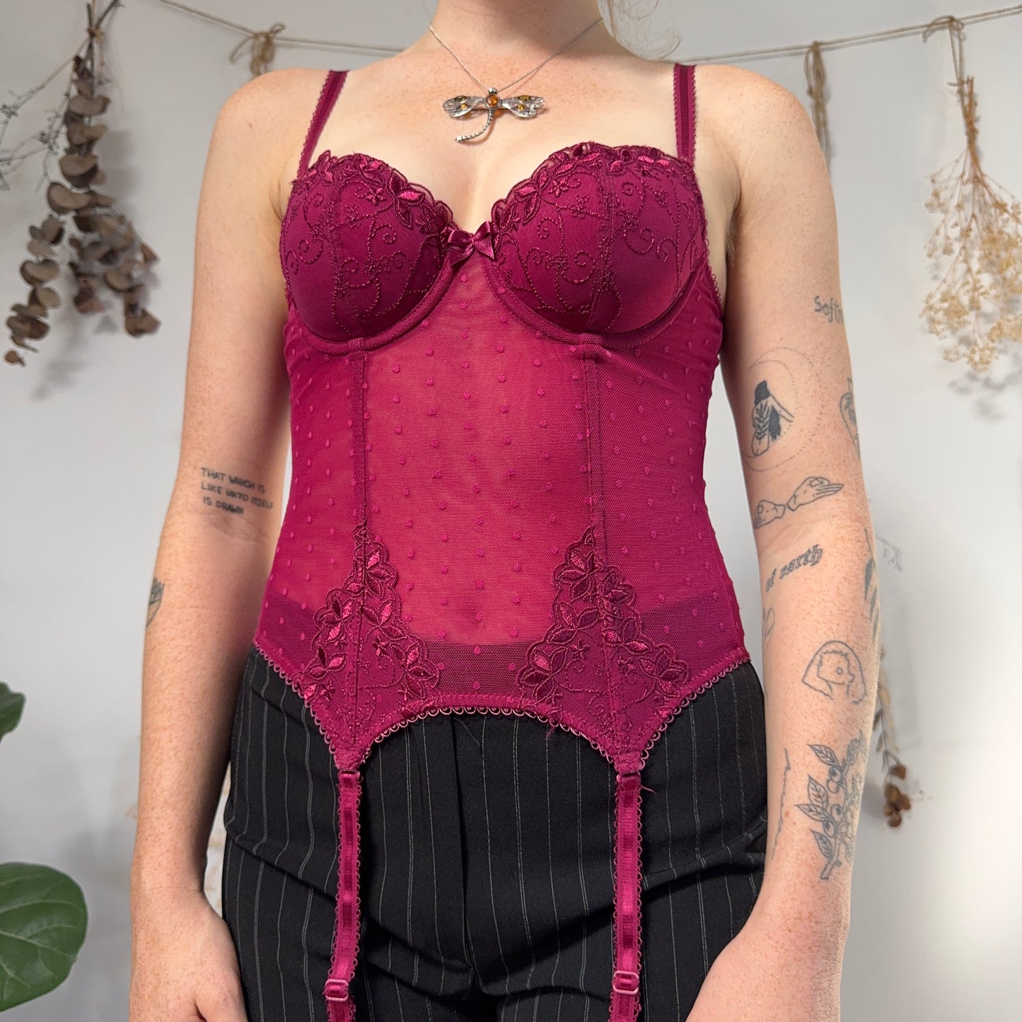 Pink mesh corset - size XS/S