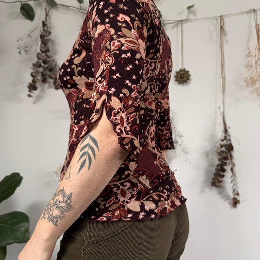 Burgundy mesh top - size S/M