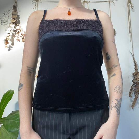 Black velvet cami - size M