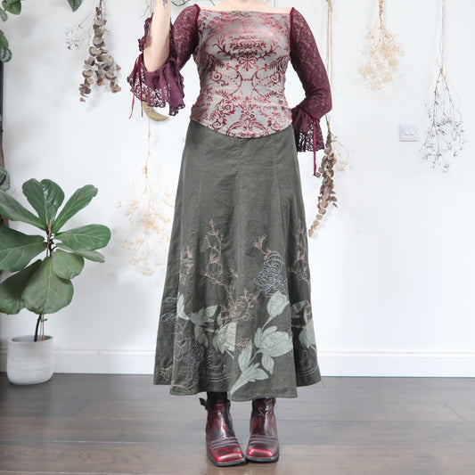 Green cord skirt - size L