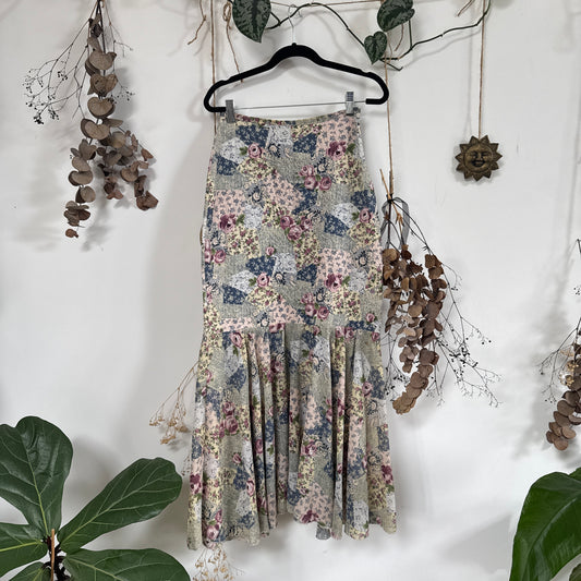 Floral patchwork skirt - size XS/S