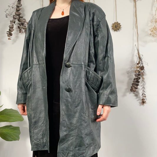 Green leather jacket - size XL