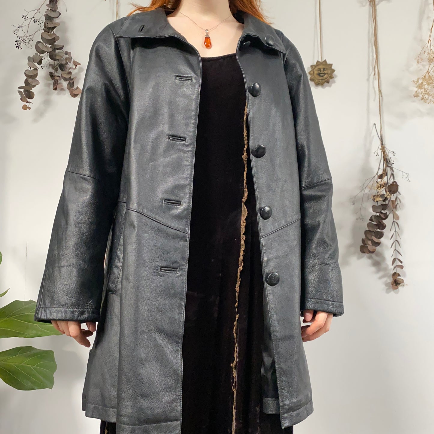 Black leather jacket - size XL